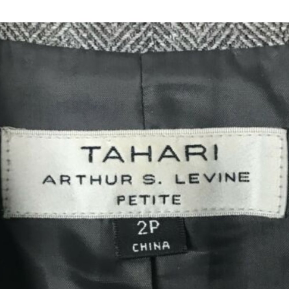 Tahari ASL Grey Herringbone One-Button Blazer  2P - Picture 2 of 5